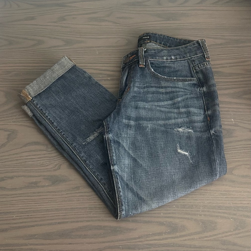 AQUA WOMENS CROPPED COTTON JEANS